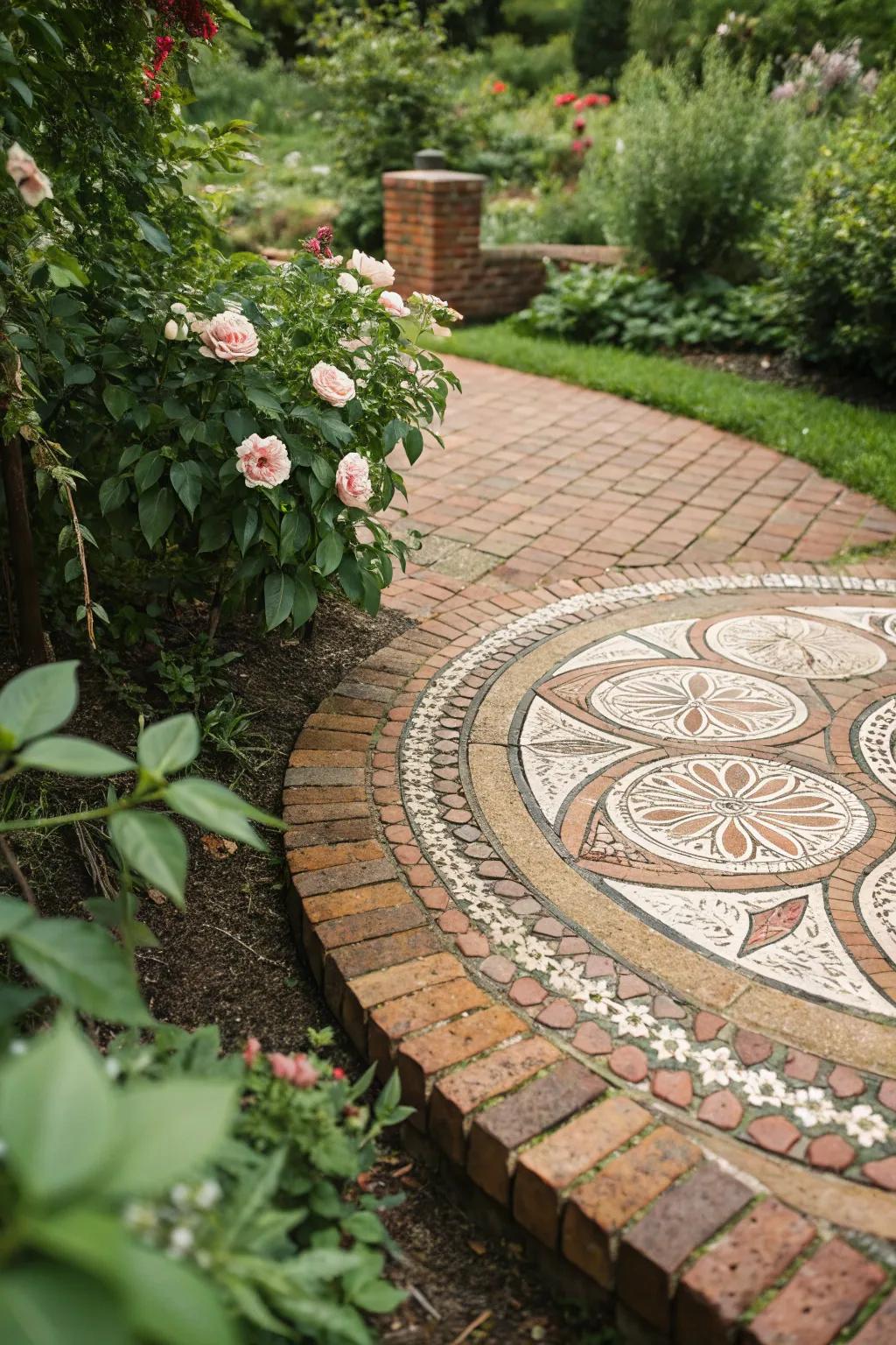 Unleash your creativity with artistic circular brick mosaics.