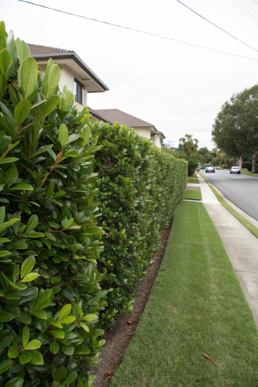 Clusia hedge as an eco-friendly sound barrier.