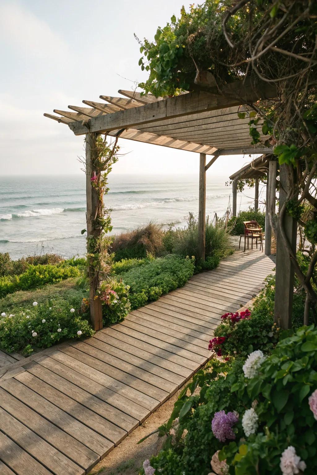 Wooden elements bring the charm of the beach to your backyard.