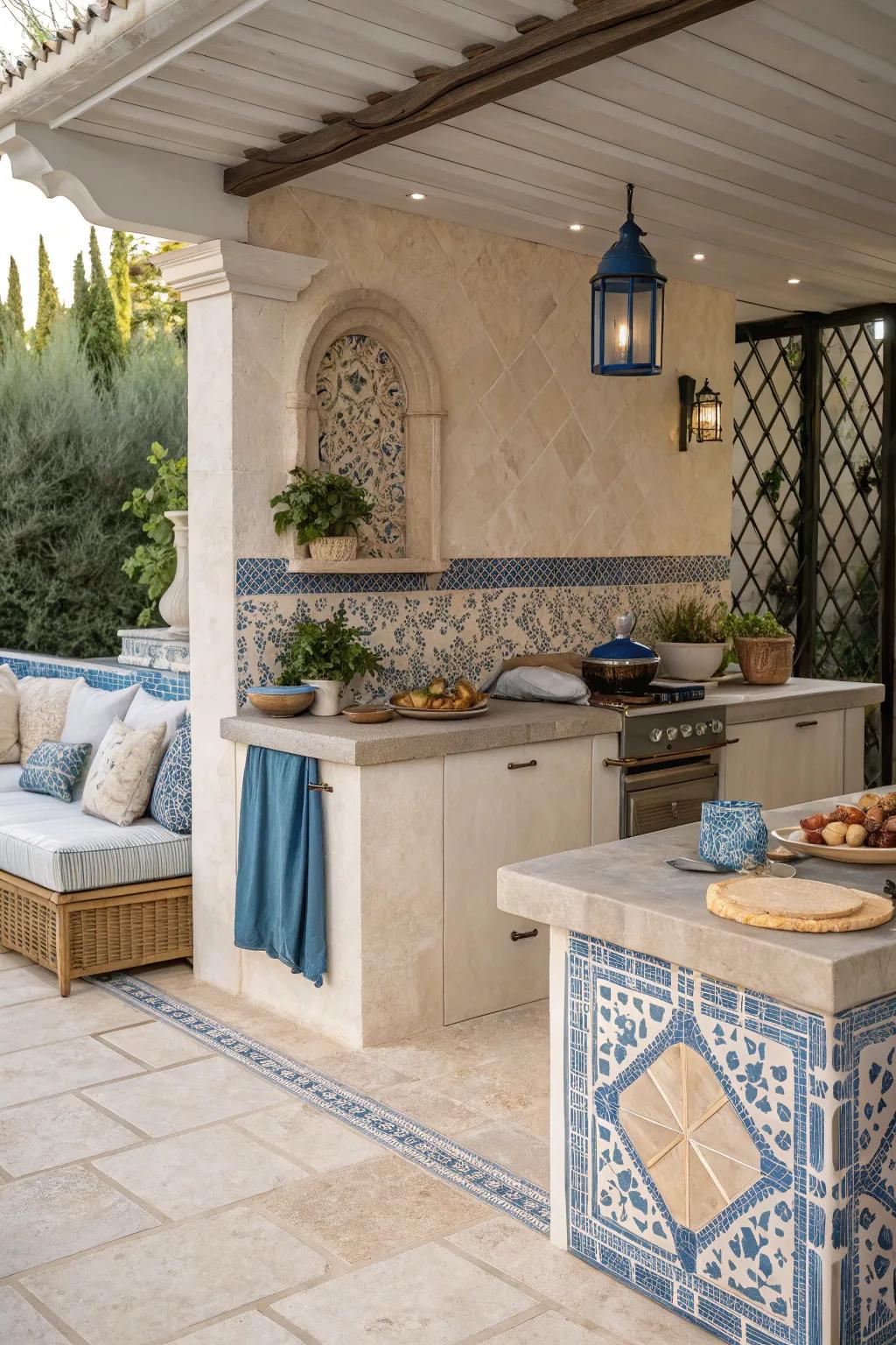 Kitchen with a soothing coastal color scheme.