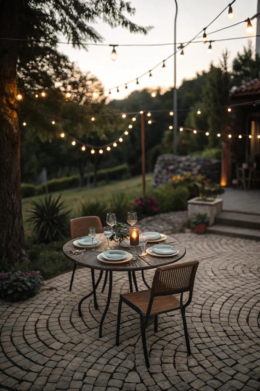 Round out your patio design with a circular cobblestone layout.