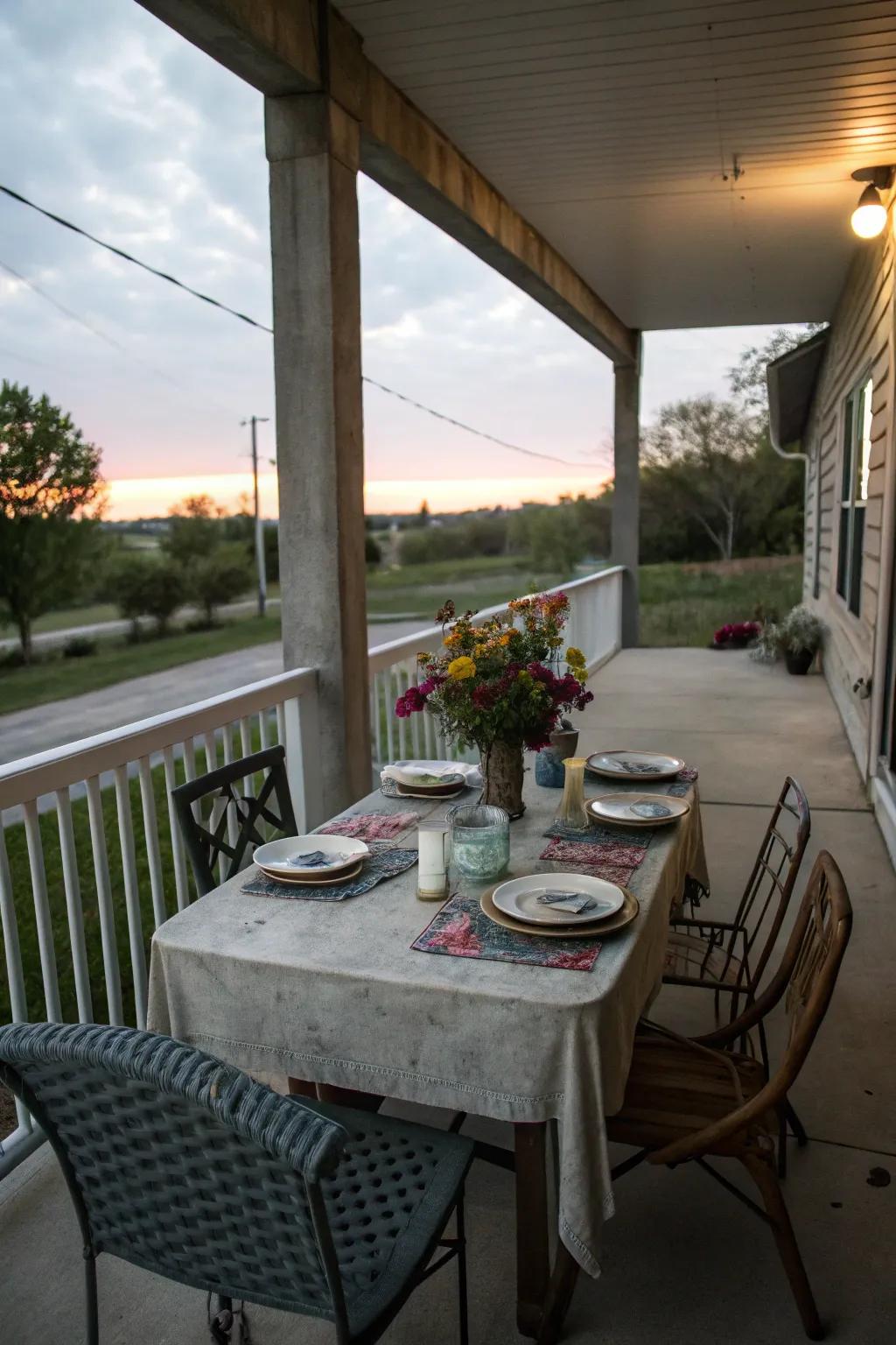 A delightful alfresco dining setup for charming outdoor meals.