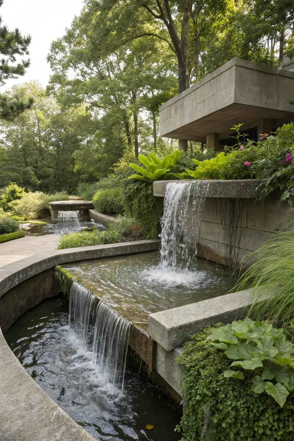 A peaceful water feature adds serenity to any garden.