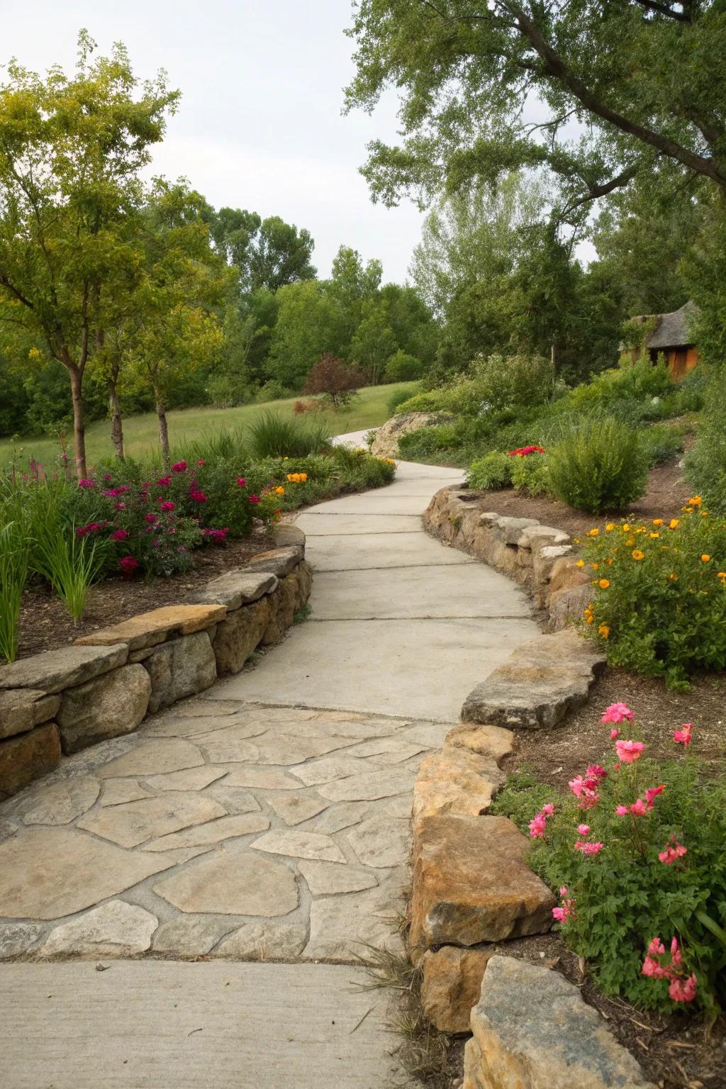 Capture the essence of rustic beauty with stone and concrete.