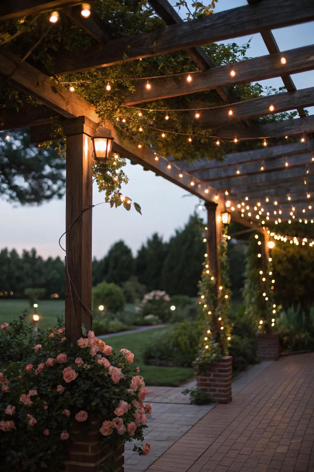 Enchant your evenings with ambient pergola lighting.