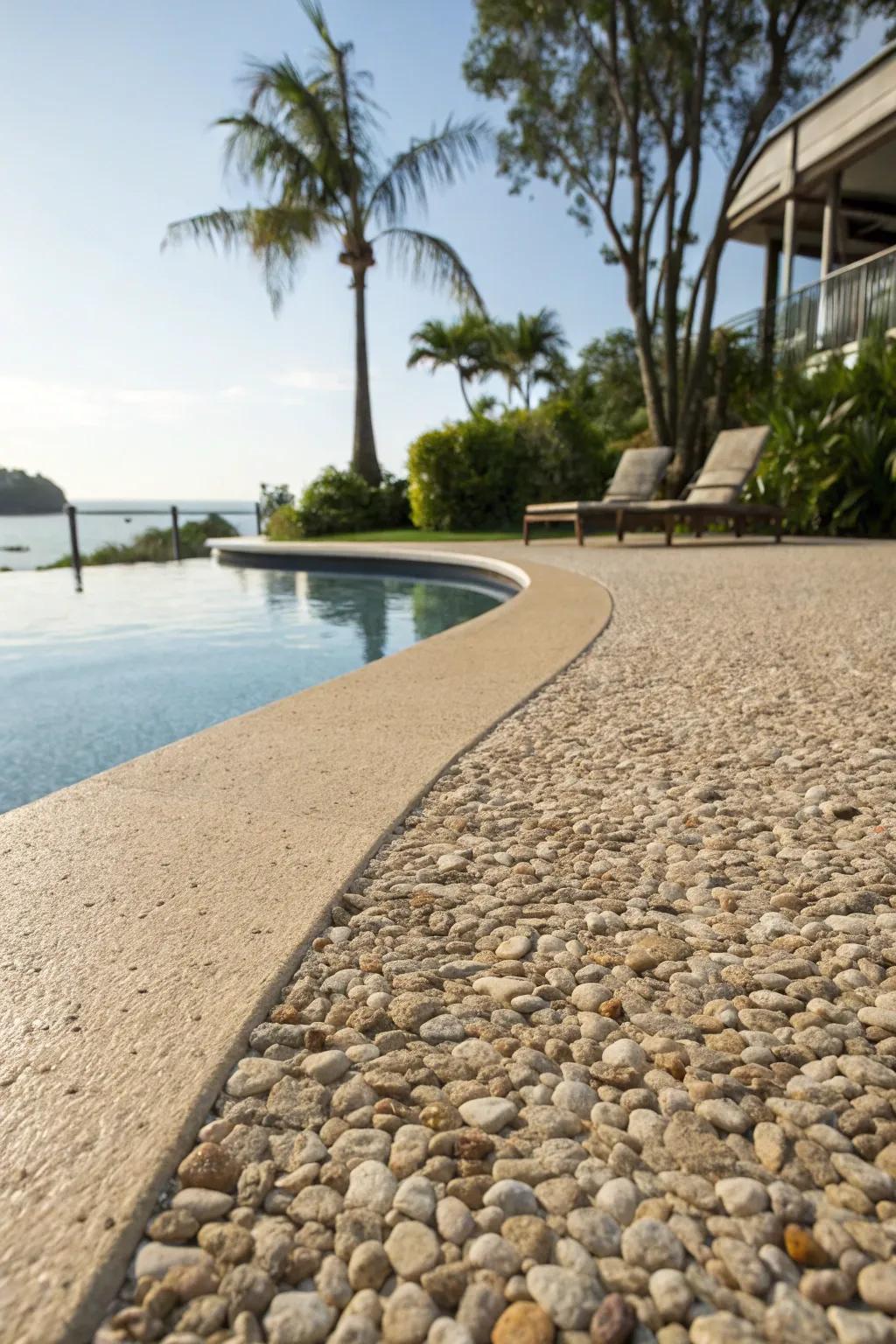 Bring the beach to your backyard with exposed aggregate.