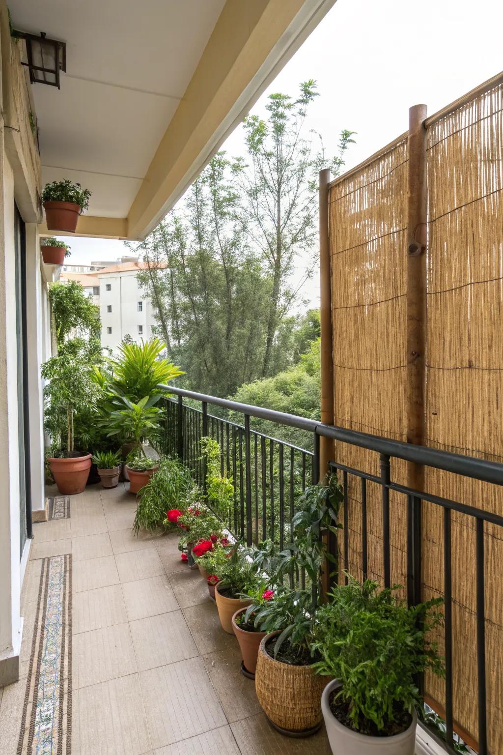 Install privacy screens to create a secluded balcony oasis.