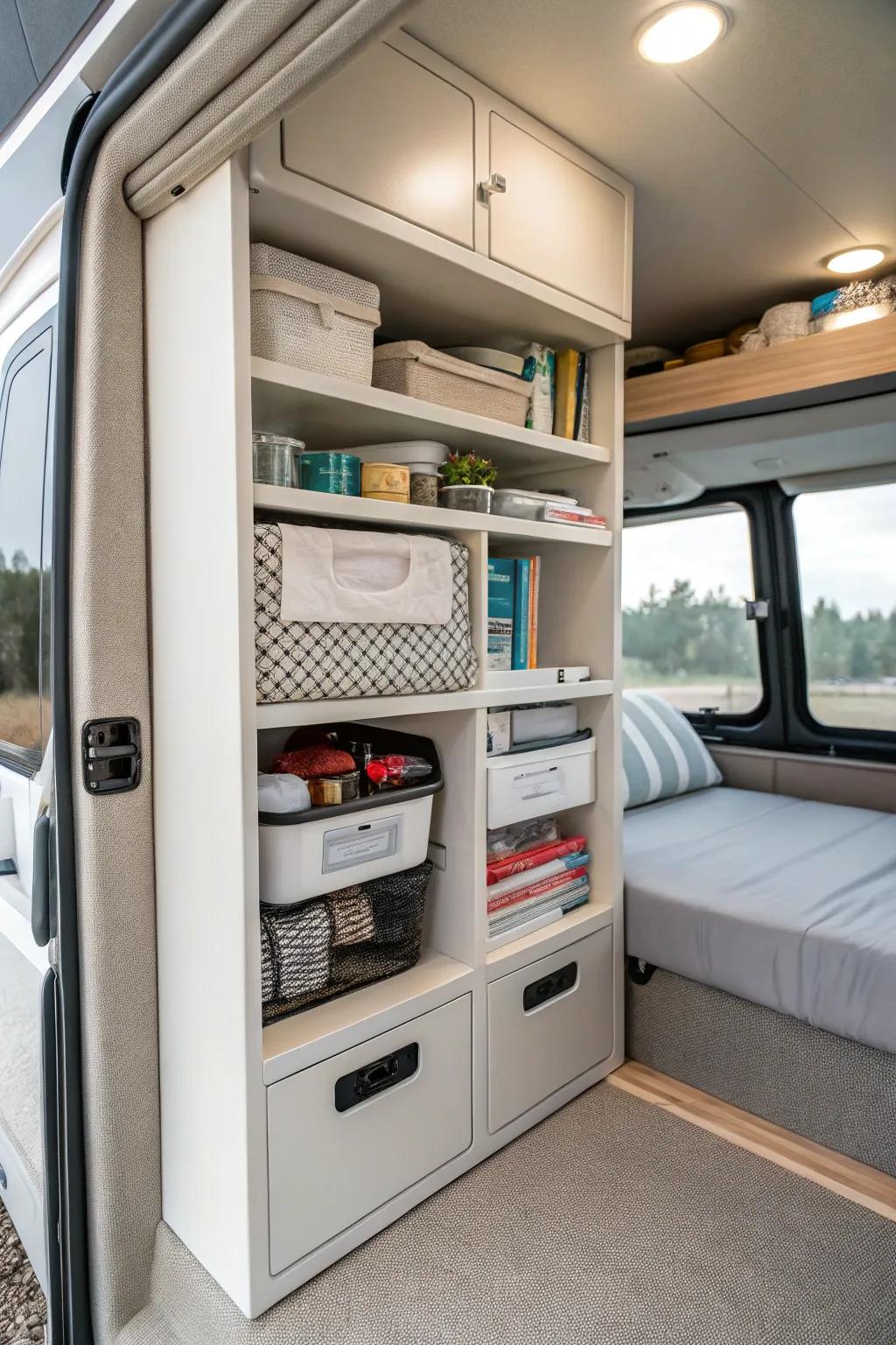 Innovative storage solutions keep your camper organized and efficient.