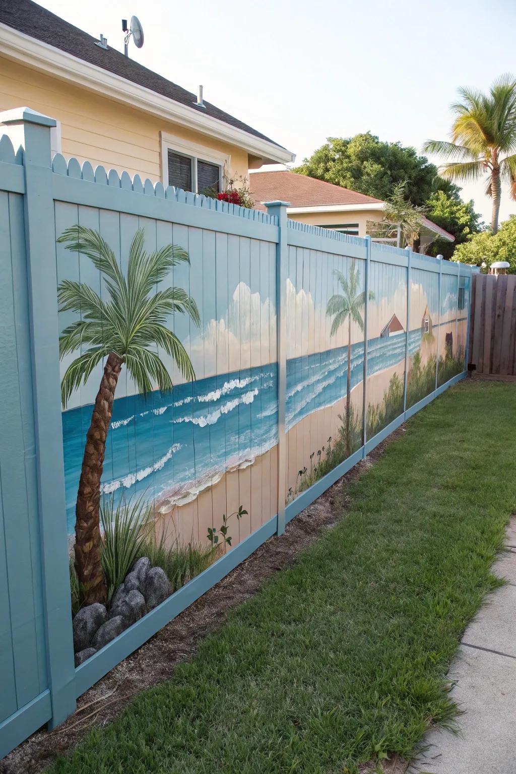 Create your personal paradise with a mural on your fence.
