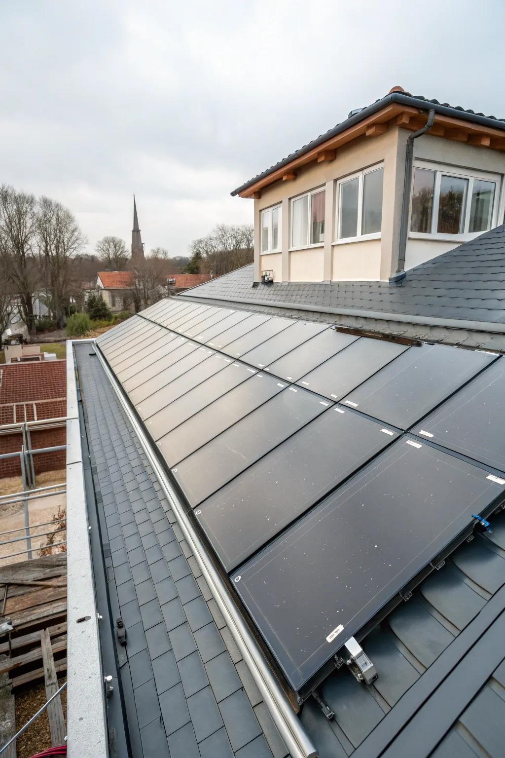 An energy-efficient roof designed to reflect sunlight and reduce heat.