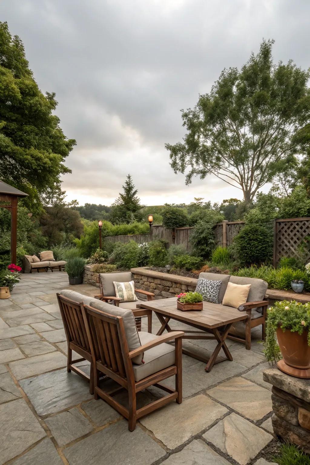 A custom patio creates a perfect entertainment space.