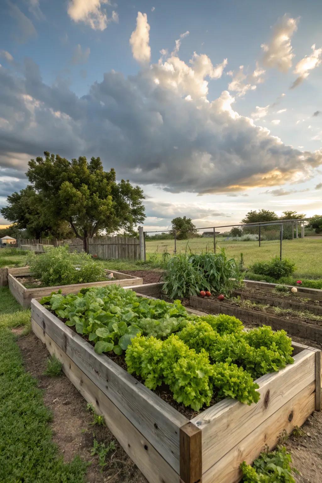 Raised beds enhance accessibility and plant health in corner gardens.