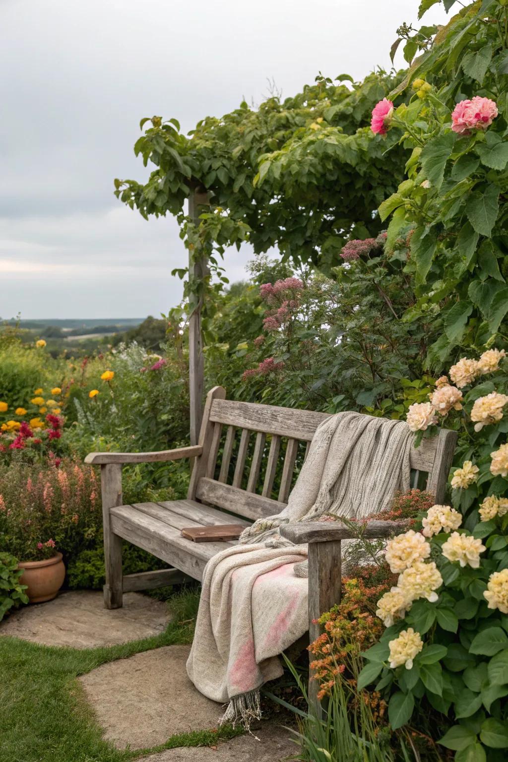 A seating nook transforms any corner into a peaceful retreat.