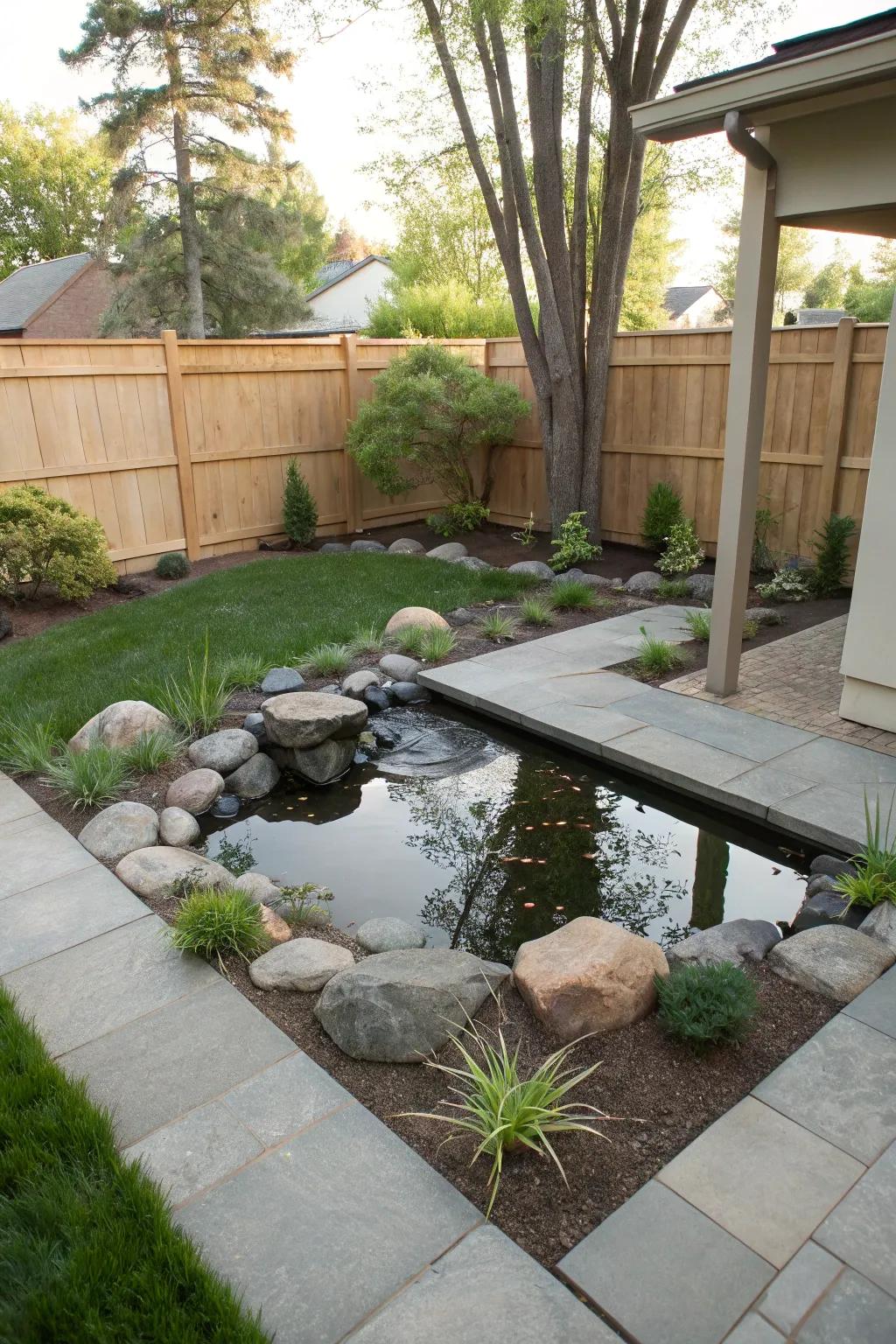 A compact pond design makes efficient use of space.