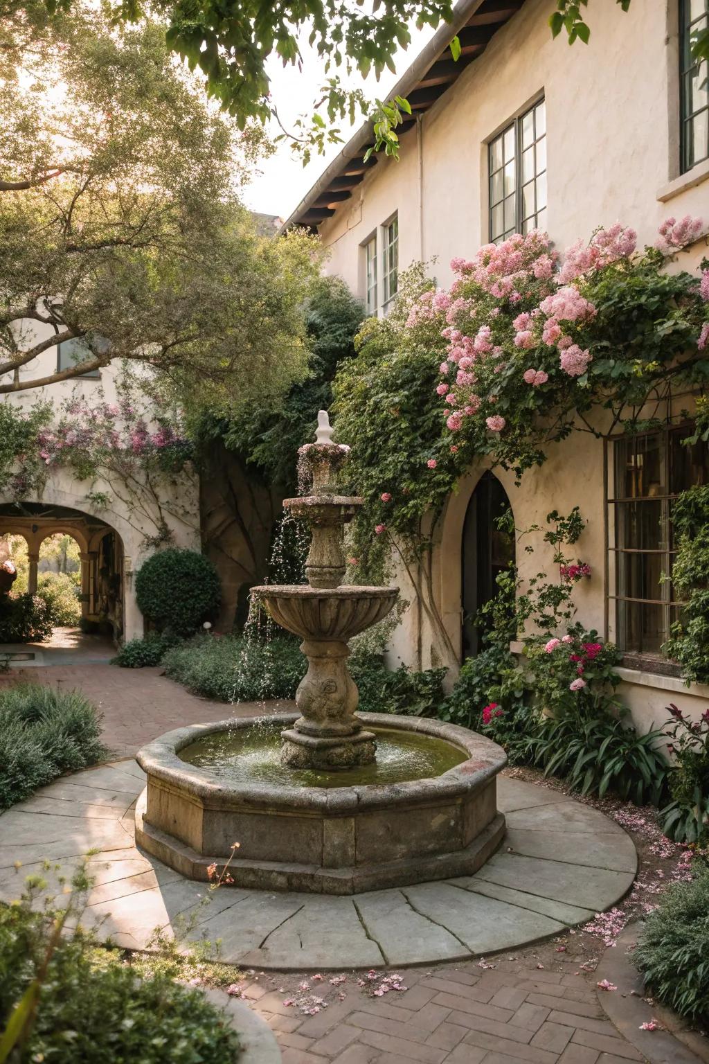 Add tranquility with a serene water feature.