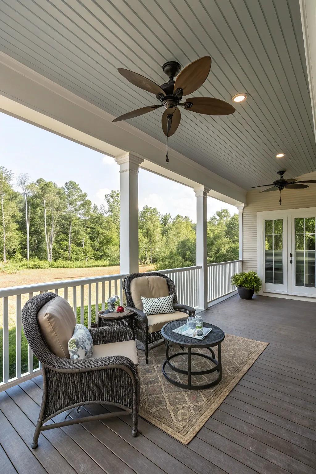 A ceiling fan keeps the porch cool and stylish.