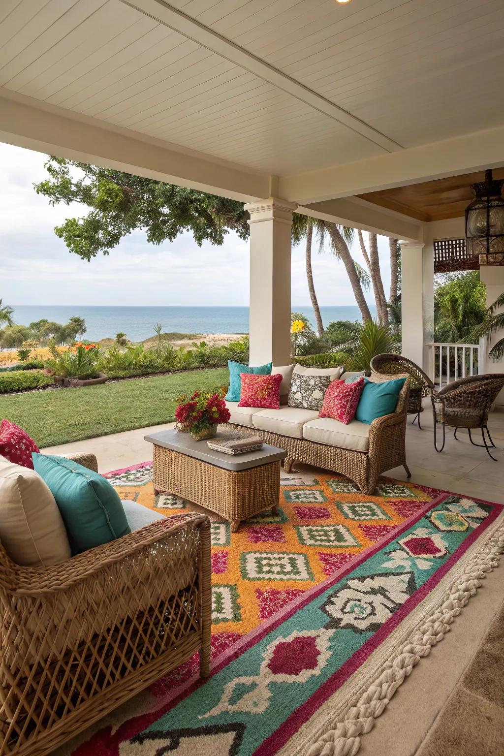 Decorative accents add personality to the lanai.