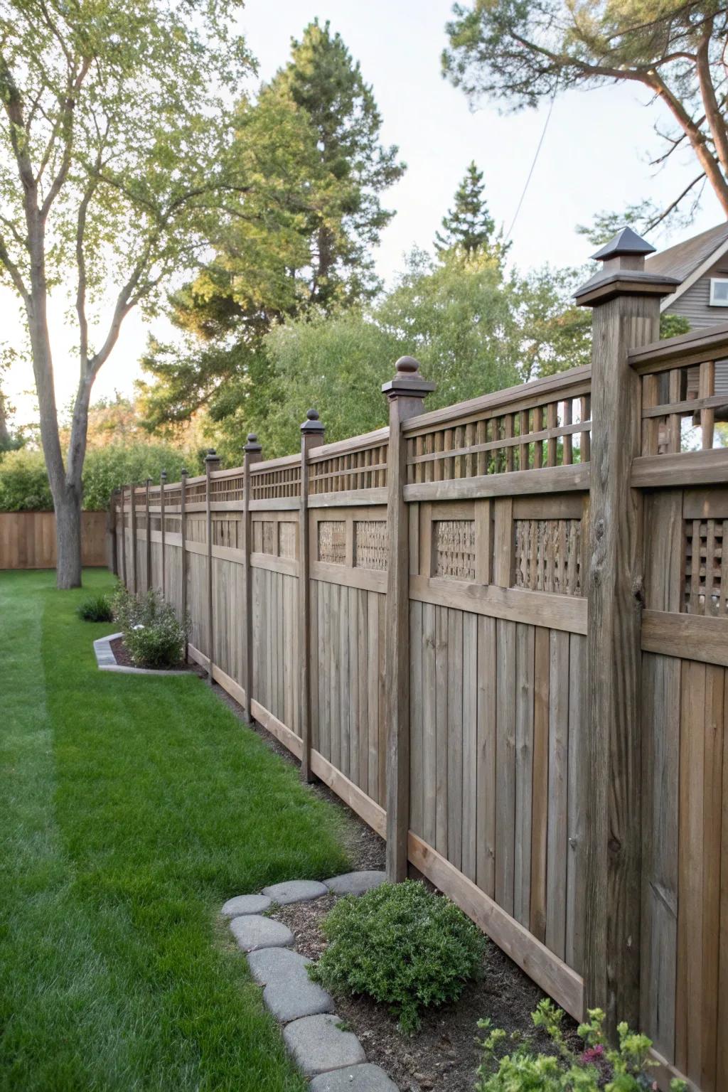 Full panels offer privacy while maintaining a stylish presence in the backyard.