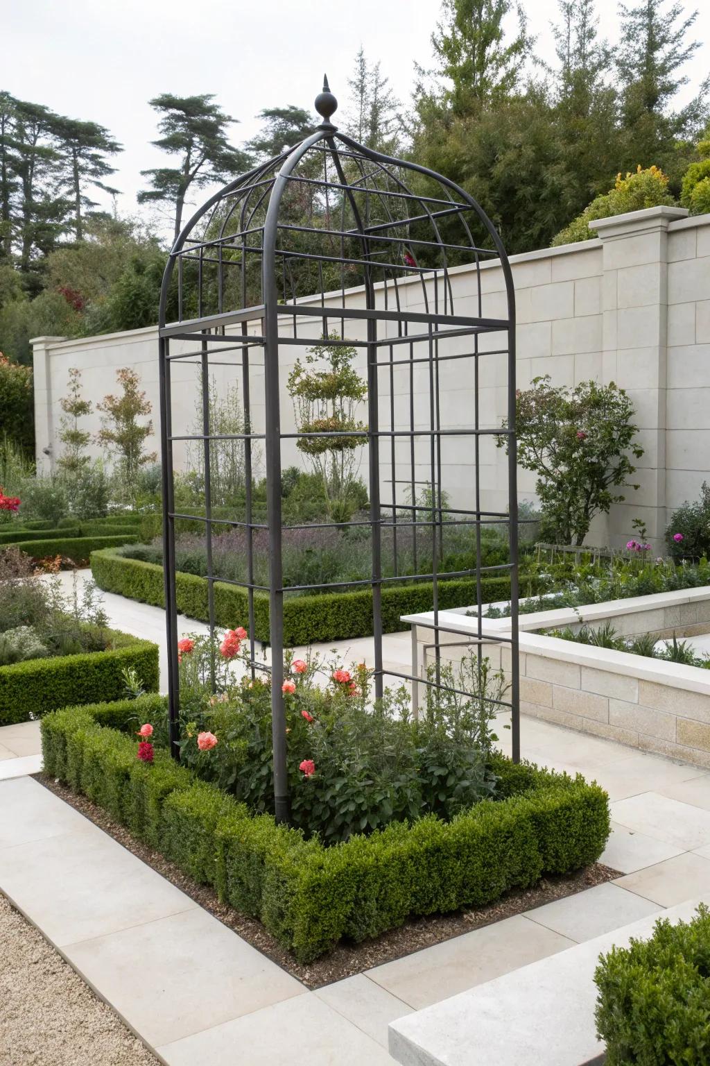 A sleek and durable metal frame crop cage.