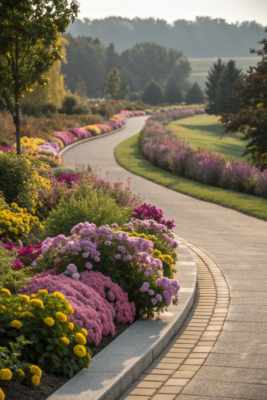 A floral-bordered path bursting with color.