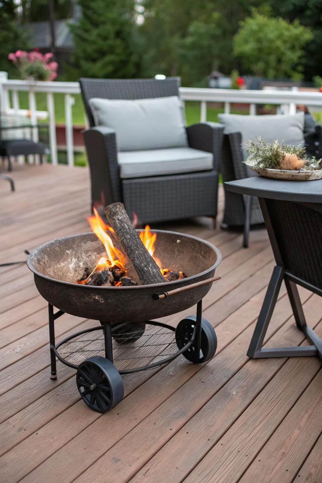 Portable fire pits offer flexibility for various outdoor settings.