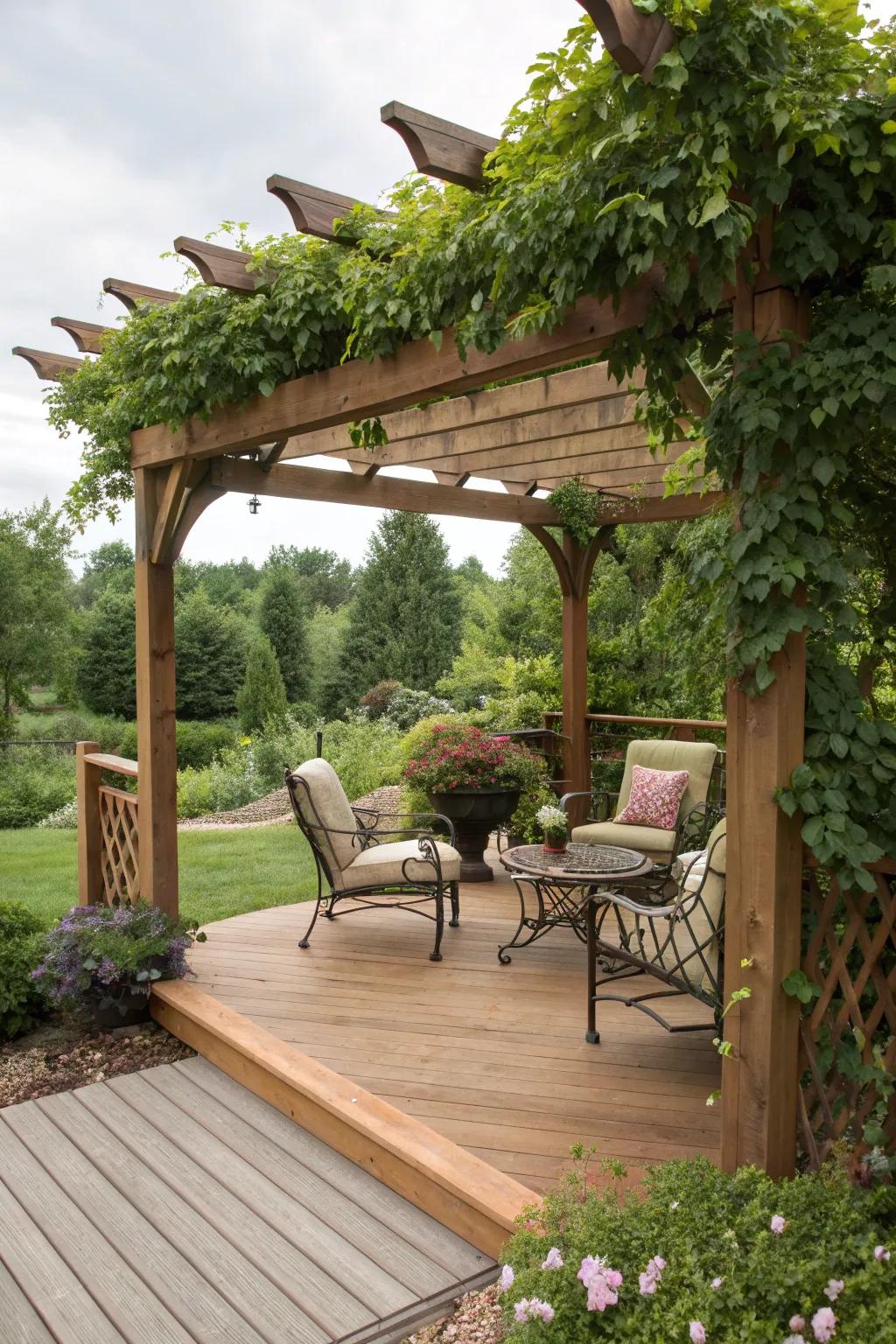 A pergola adds both style and shade to your deck.