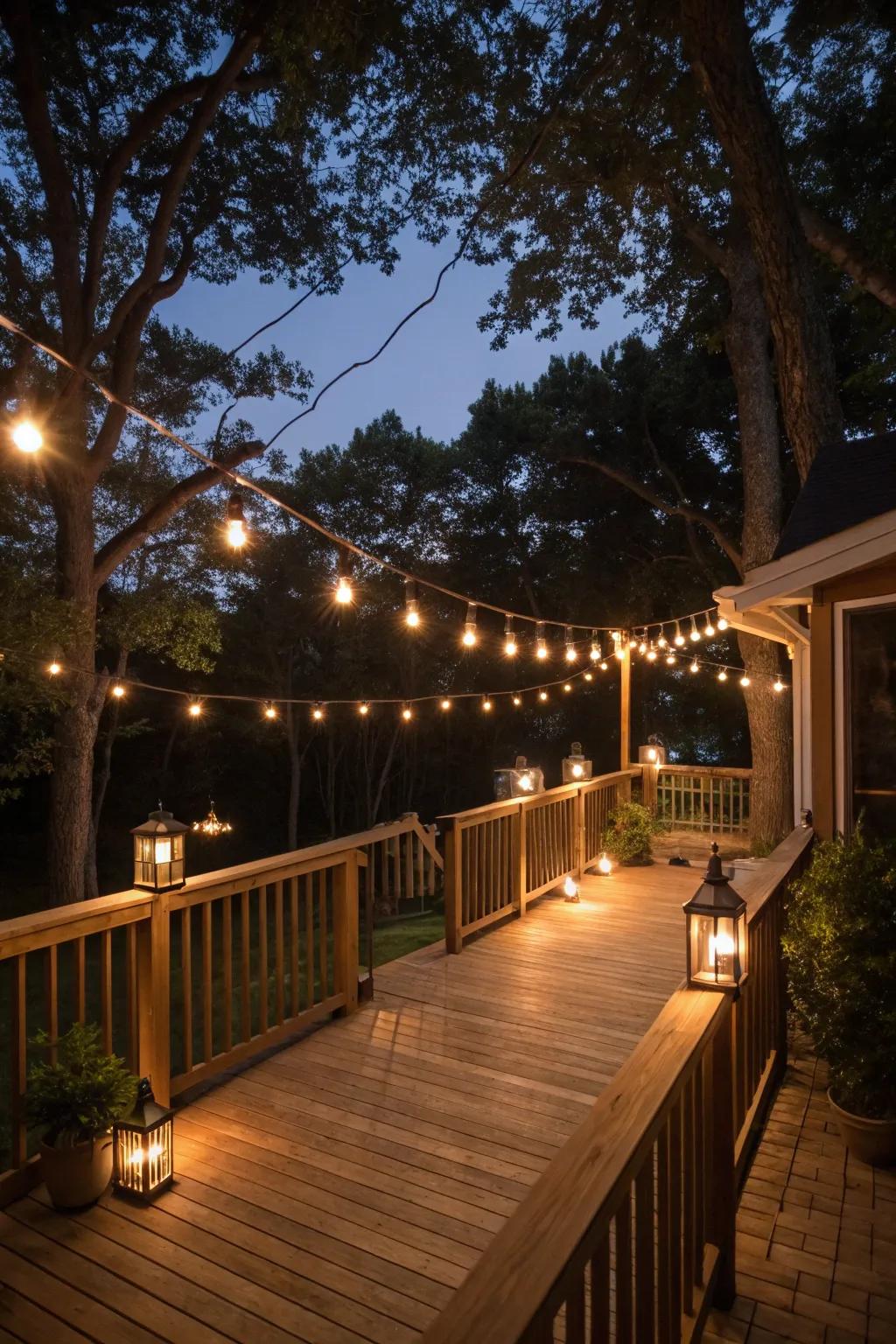 Lighting transforms your deck into a nighttime haven.