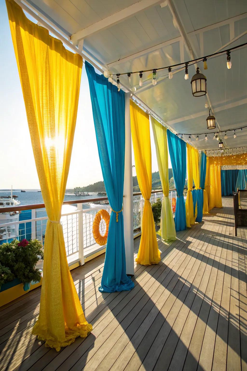 Bring color to your outdoors with vibrant curtains.