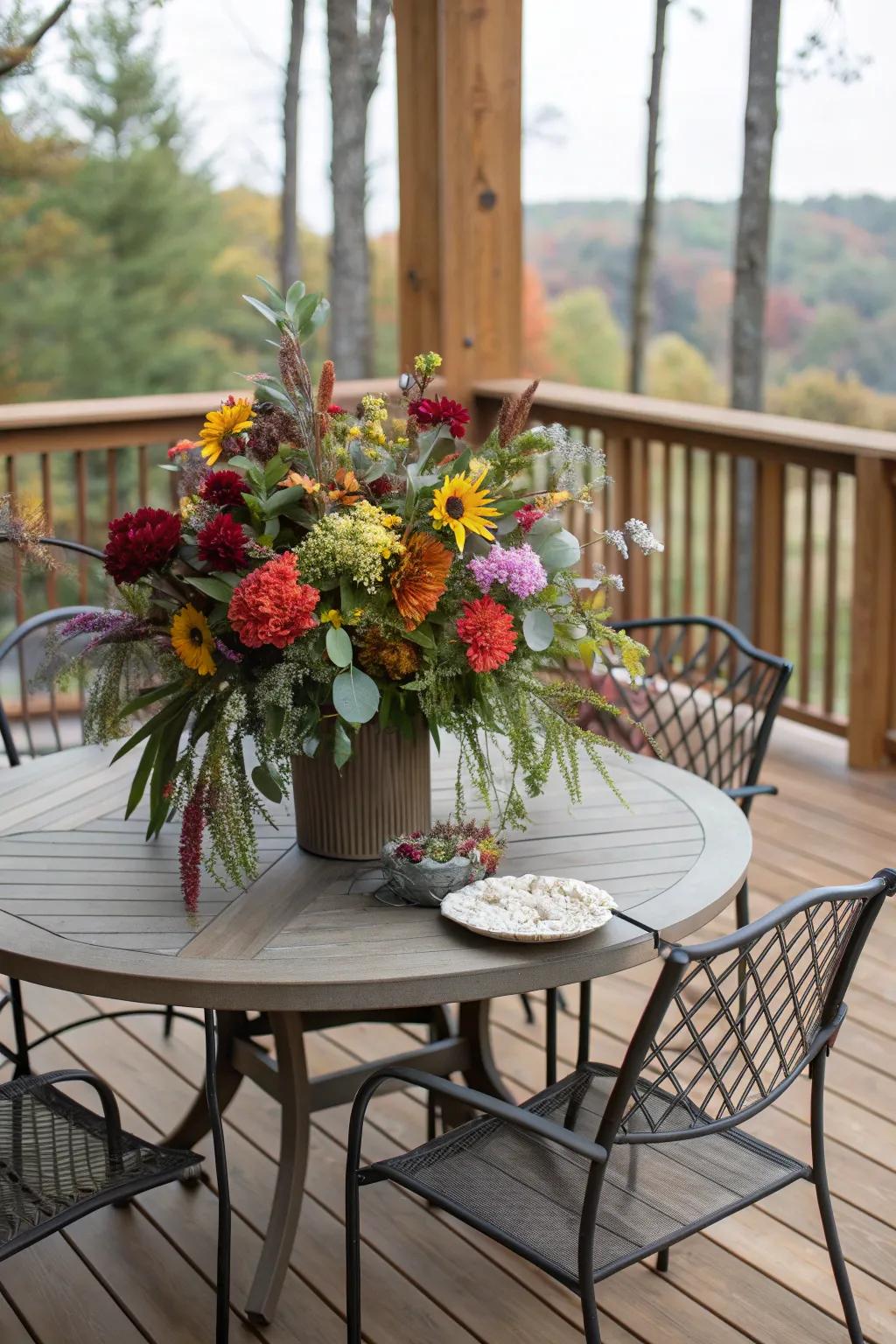 Create dynamic visuals with floral arrangements.