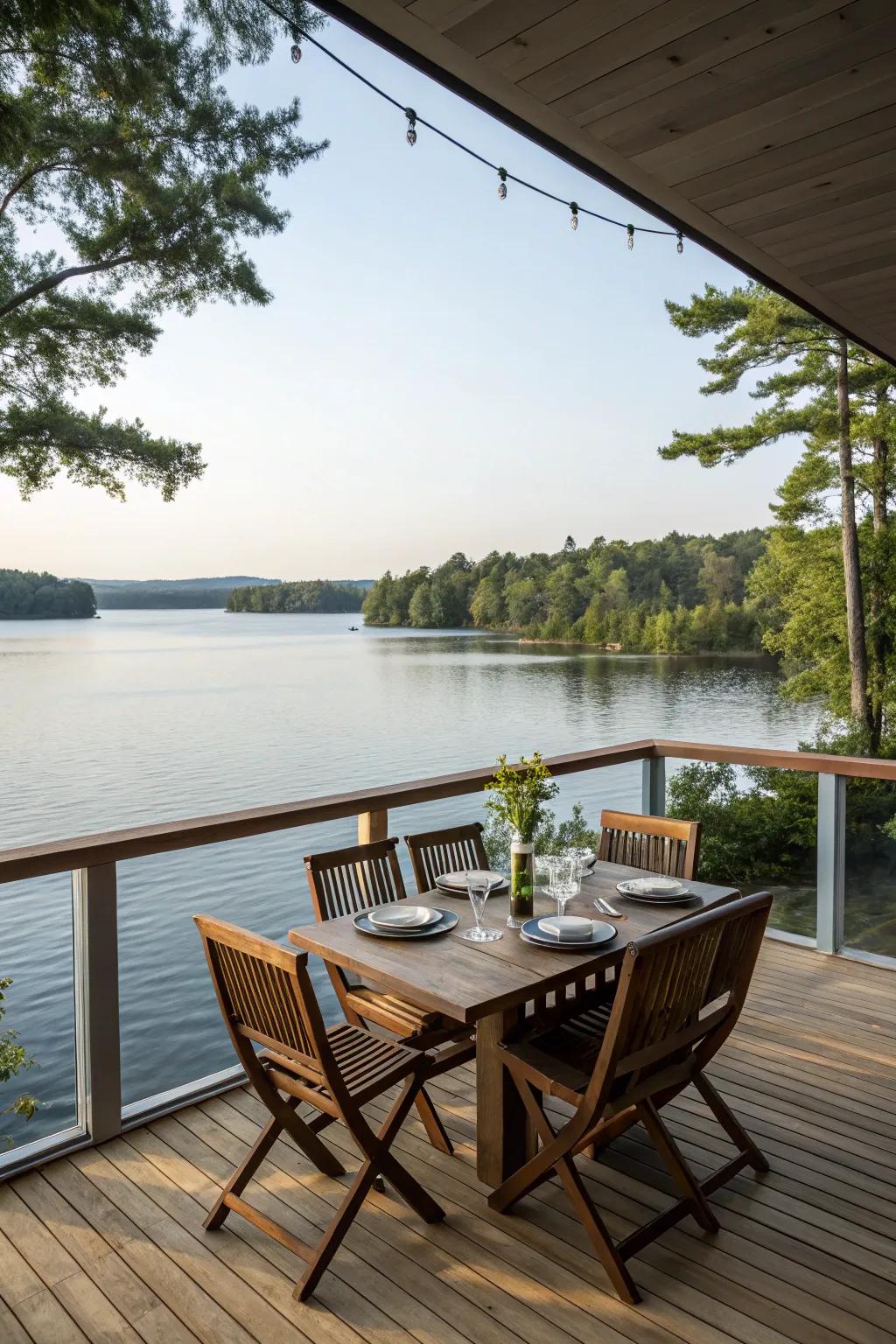 A functional deck perfect for gatherings and dining.