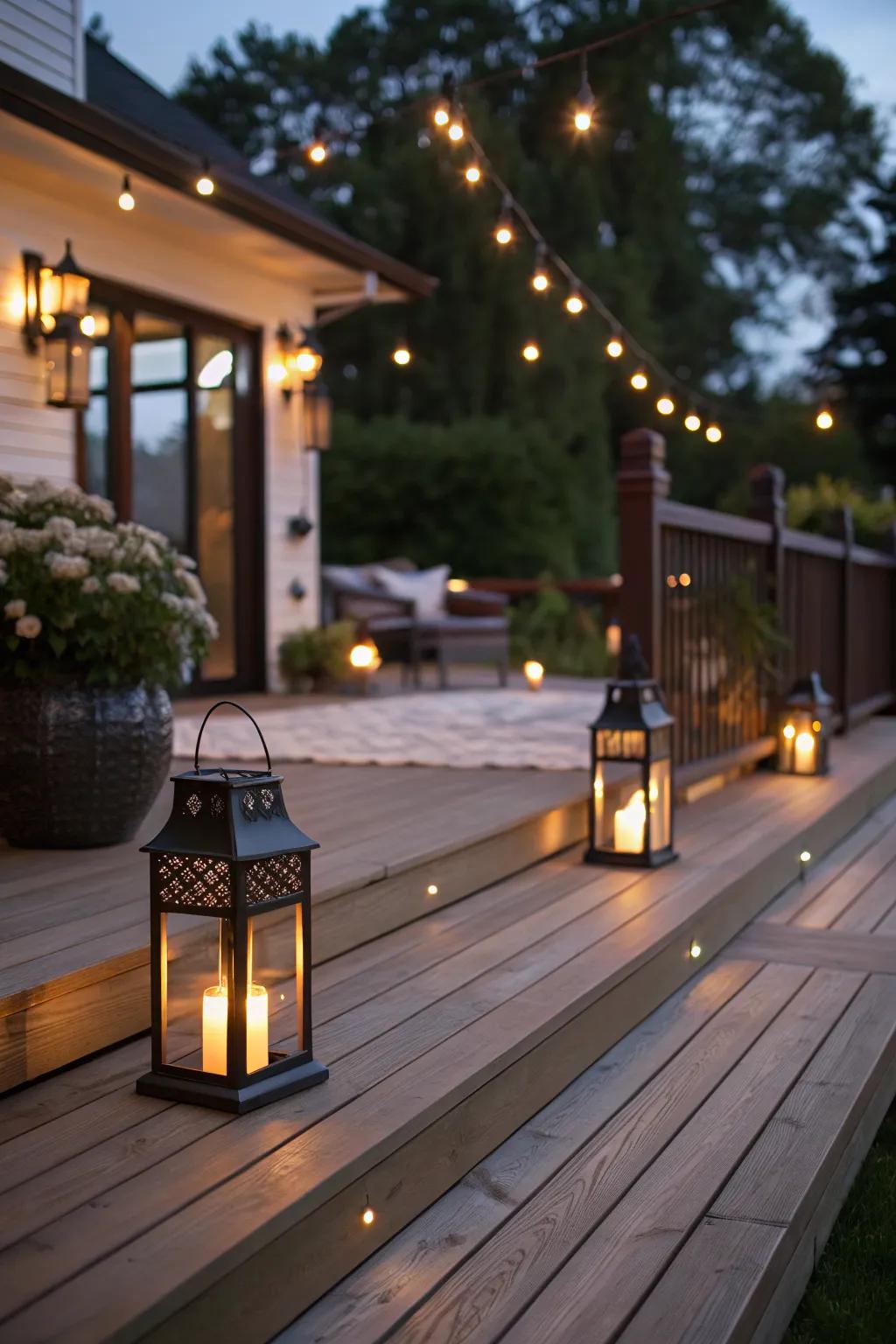 Integrated lighting enhances the ambiance of your outdoor space.