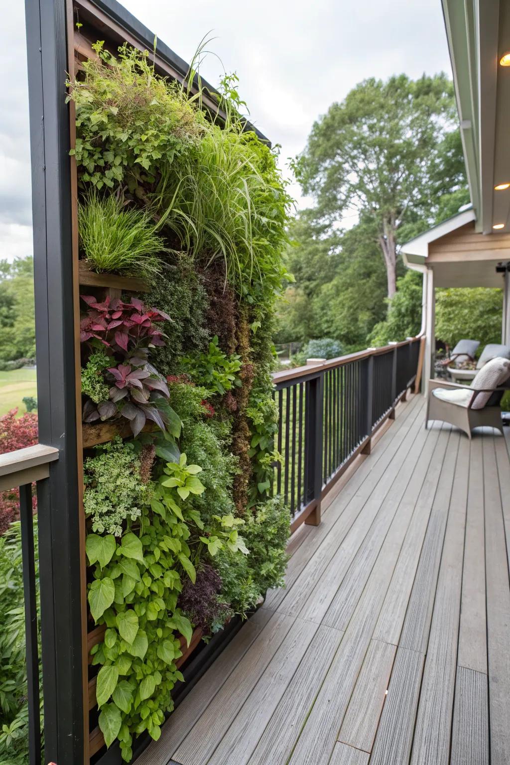 Vertical gardens are a space-saving solution that maximizes greenery.