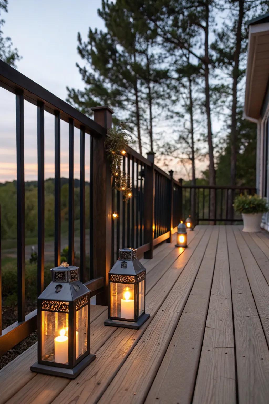 Lanterns provide portable charm to the deck.