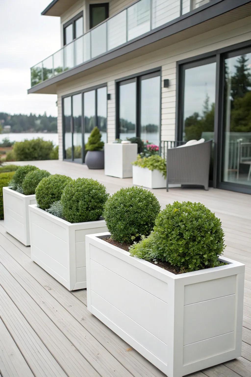 Modern planters bring a sleek touch to your deck.