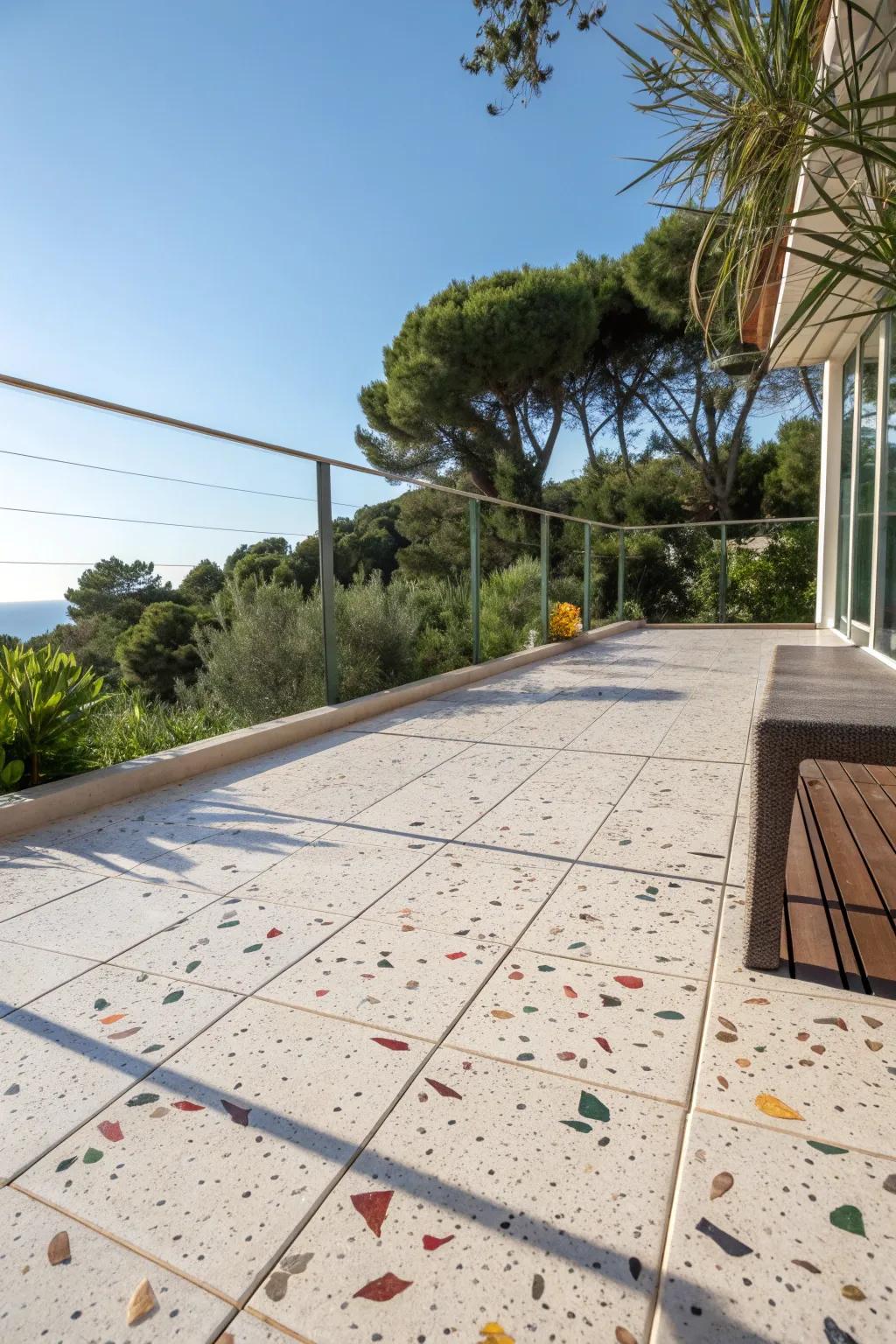 Terrazzo tiles offer a colorful and unique twist.