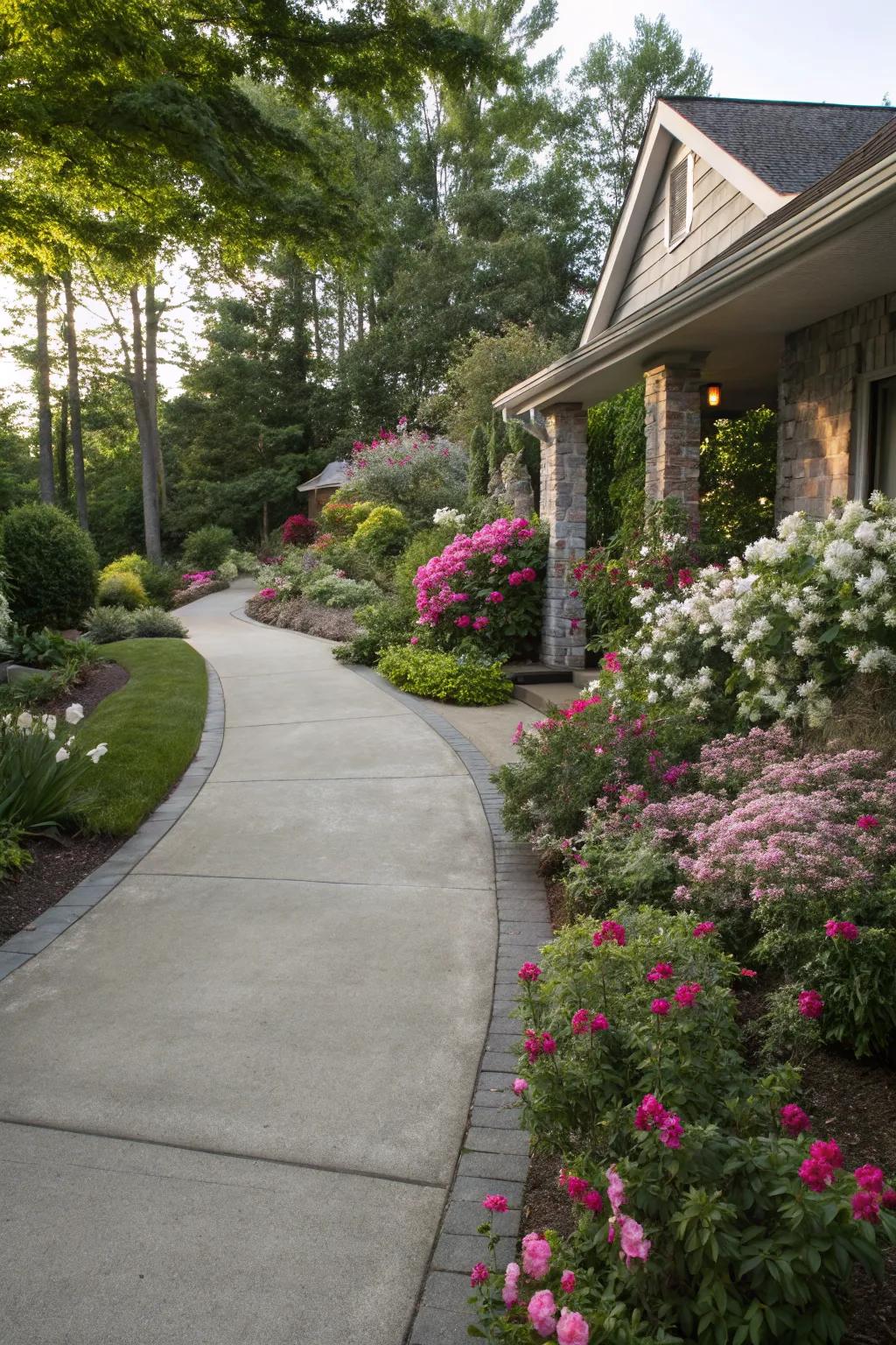 Integrated landscaping transforms your driveway into a garden path.