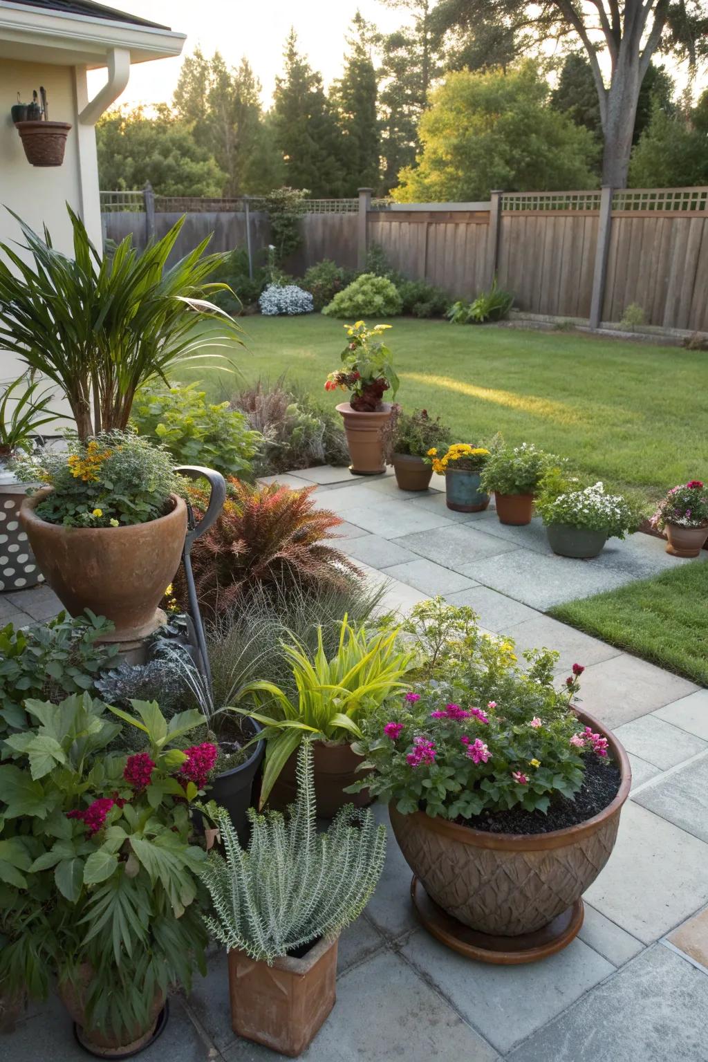 Potted plants offer versatility and can act as barriers to keep deer away.
