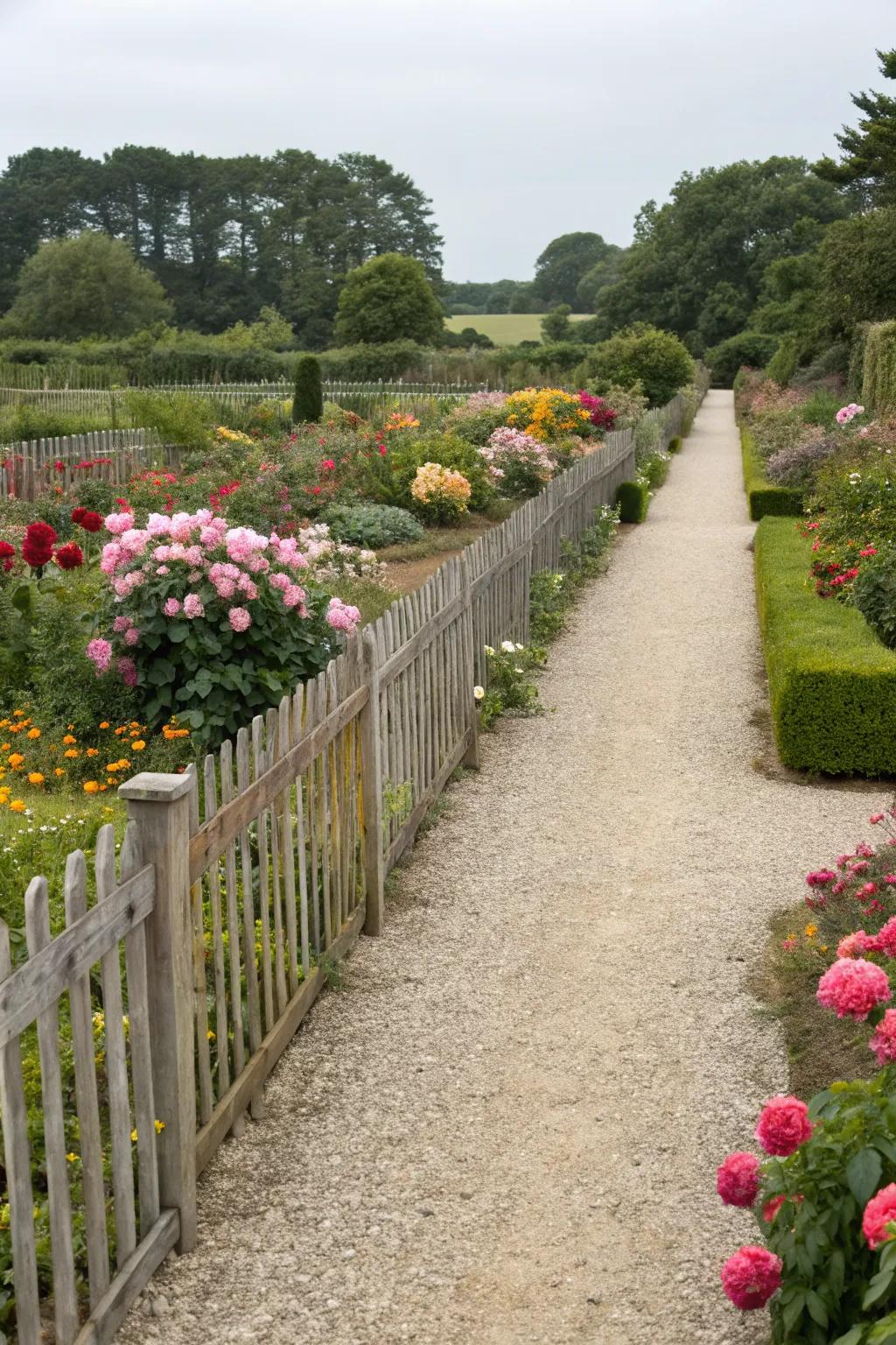 Short wooden fences add a quaint charm to your driveway.