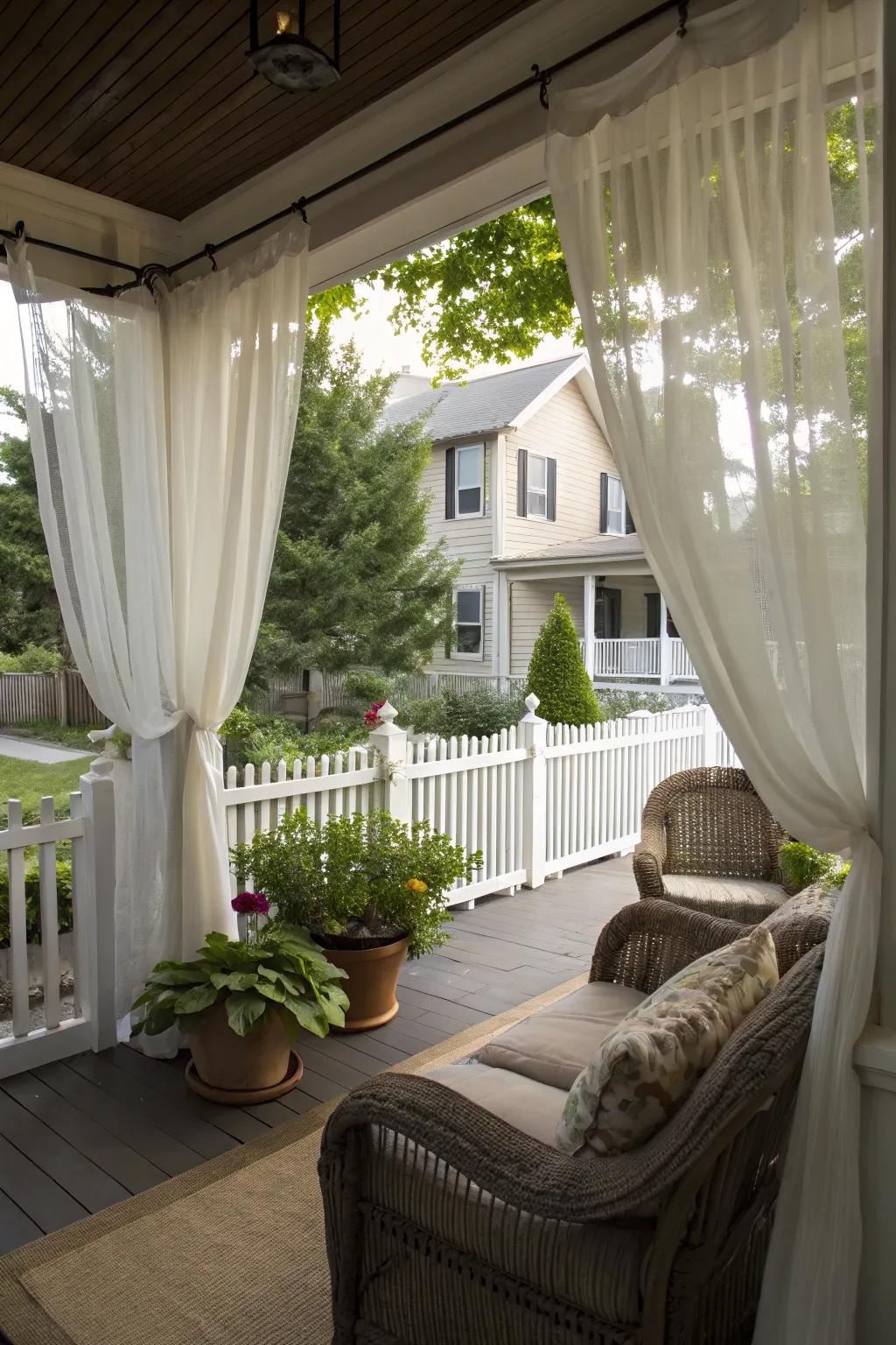 Outdoor curtains create an elegant and flexible privacy solution.