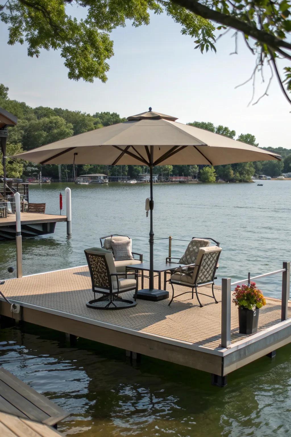 Stay cool with shaded areas on your dock.