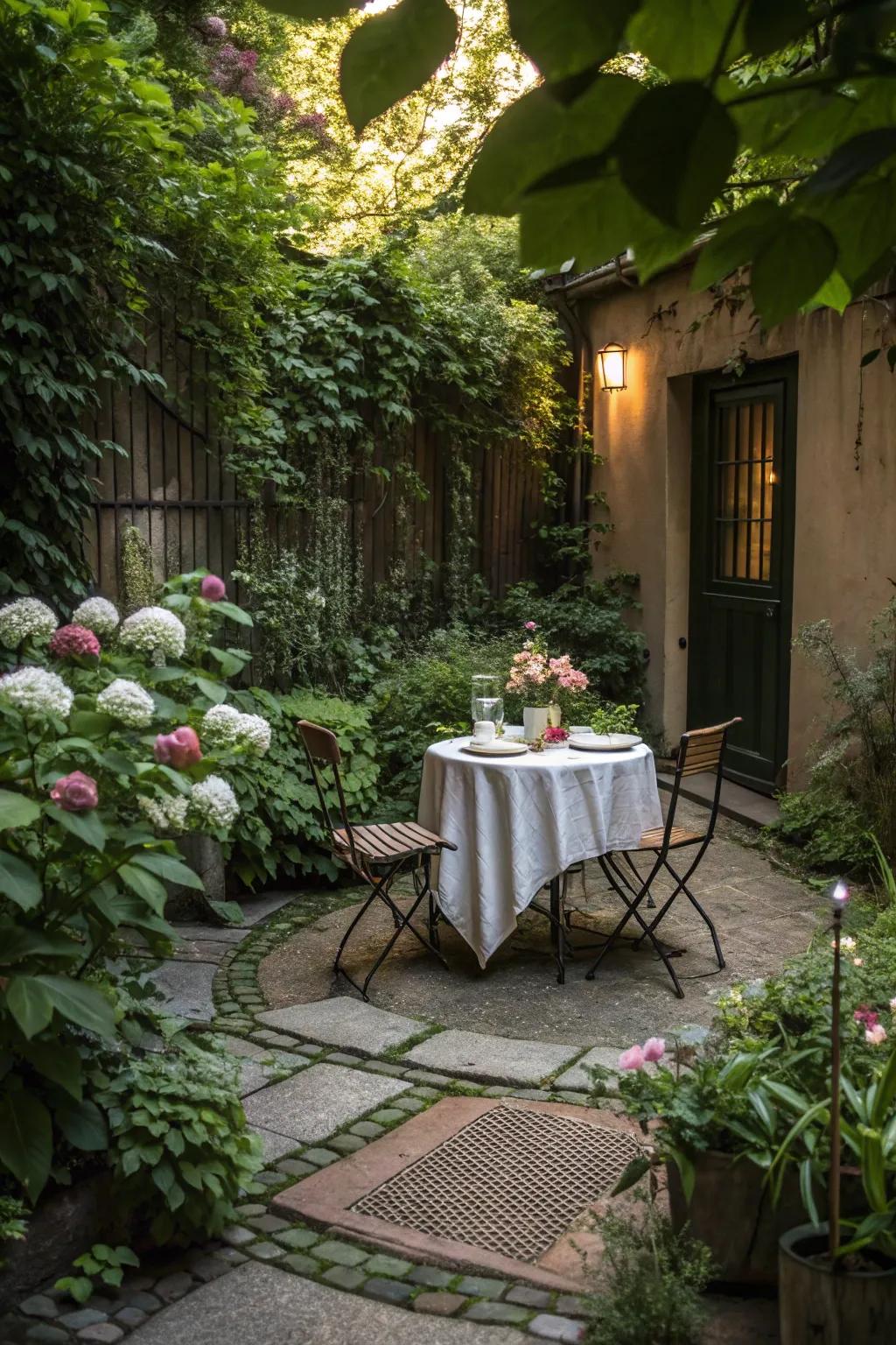 Garden furniture cleverly conceals drain covers while enhancing usability.