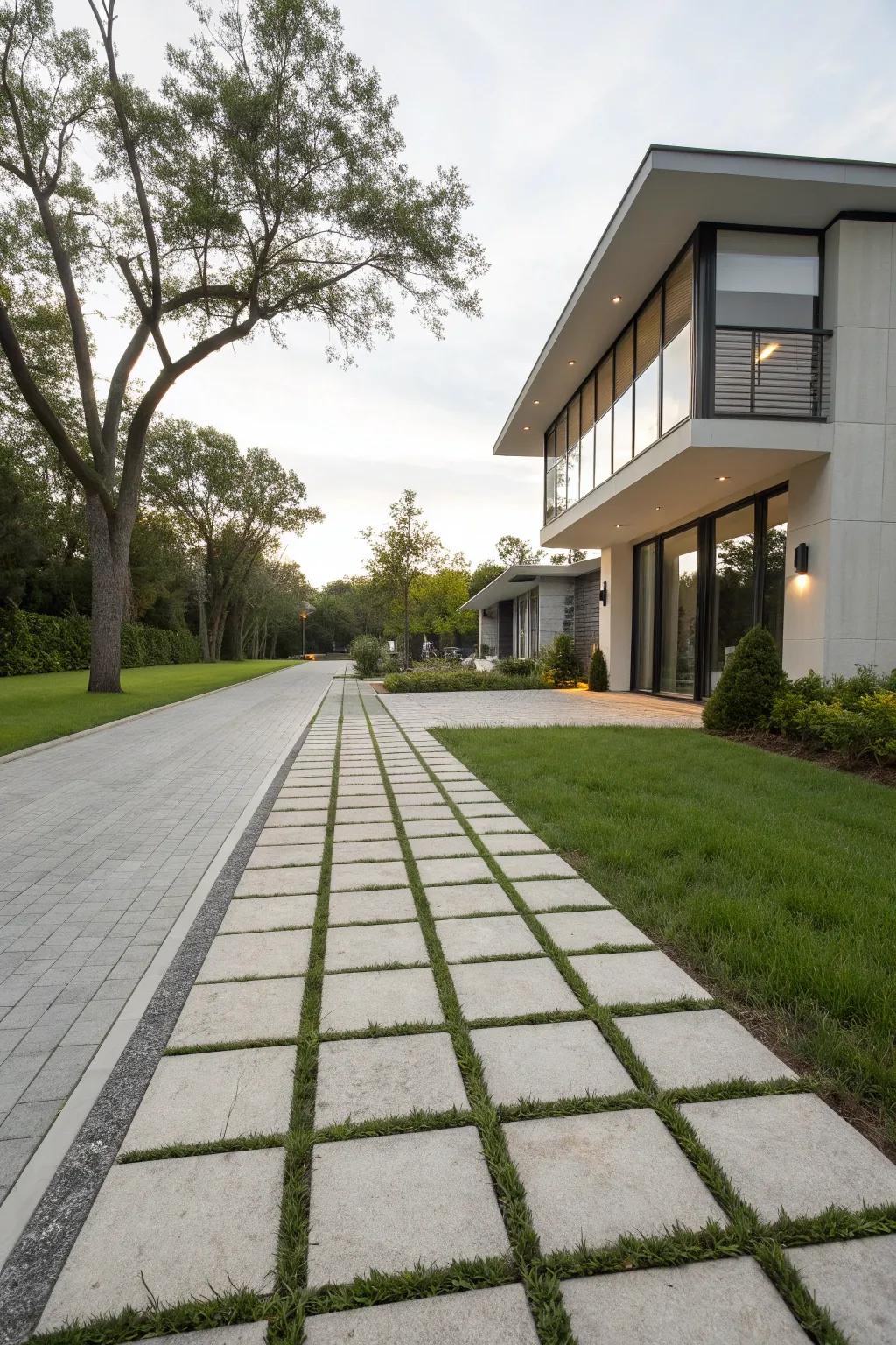 Give your driveway a contemporary flair with paver borders.