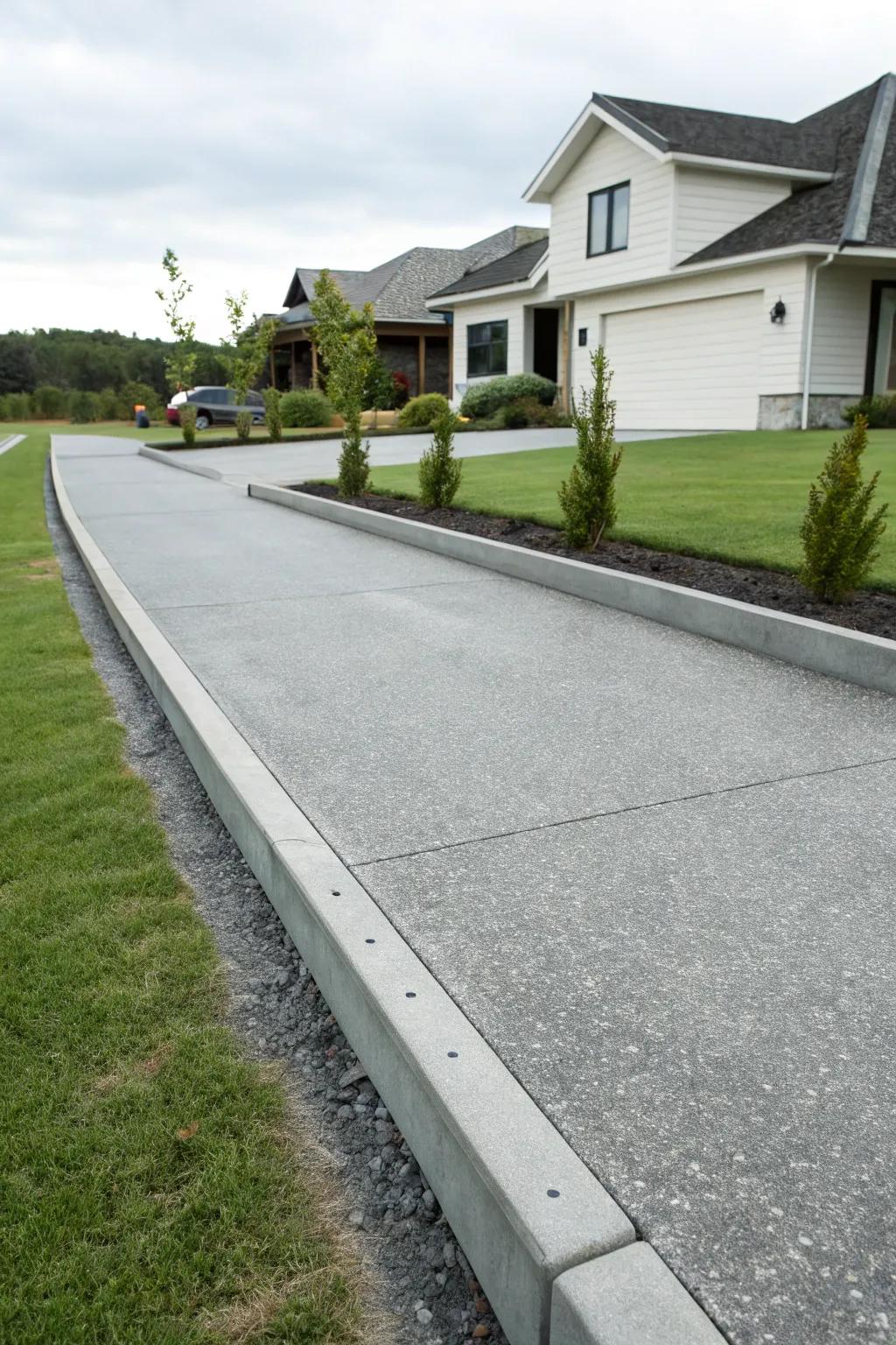 Achieve a sleek look with minimalist concrete edging.