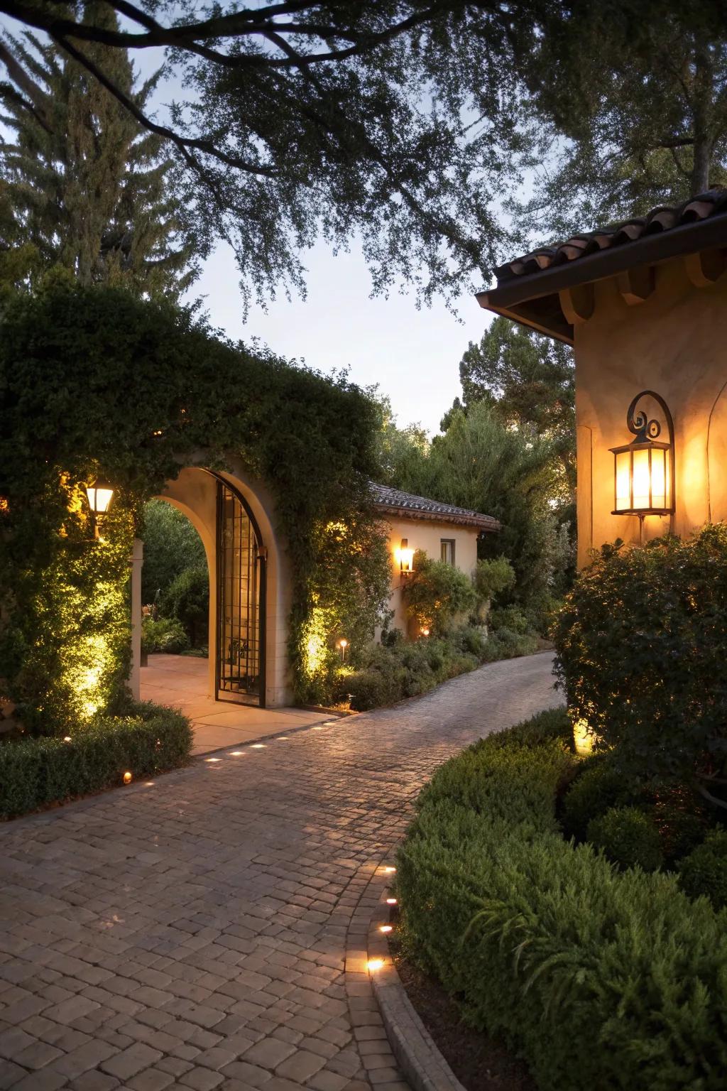 Ambient lighting adds a warm and inviting atmosphere to driveways.