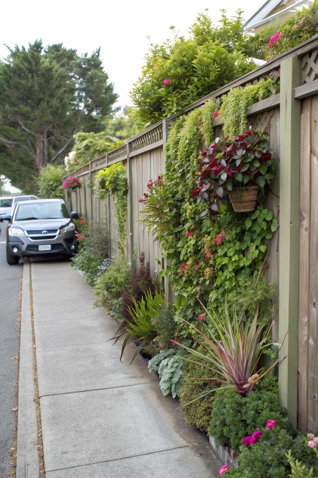 Combine privacy with greenery using vertical gardens.