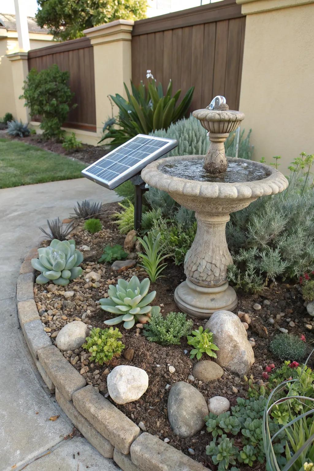 Efficient water features bring tranquility to dry landscapes.