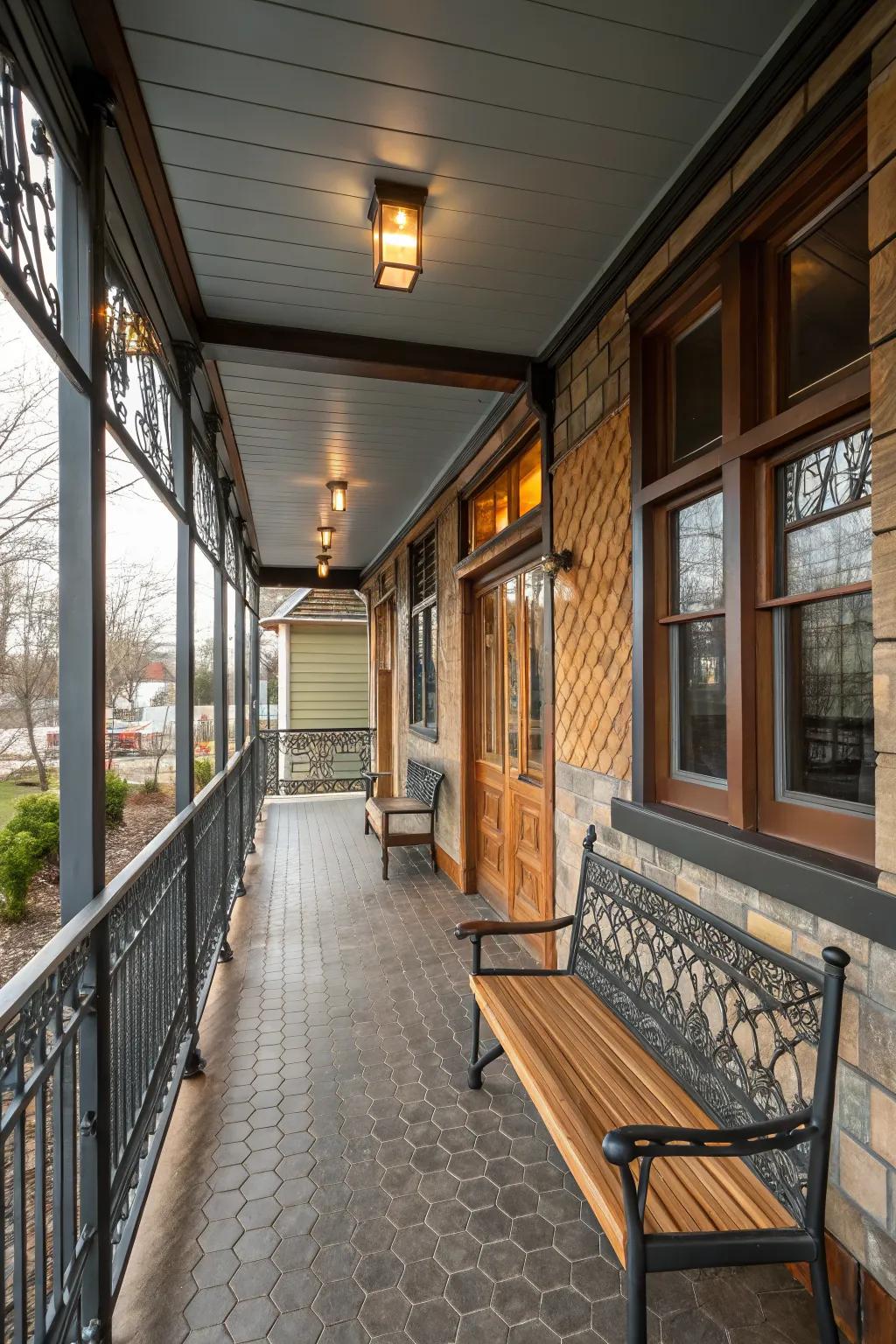 A creative mix of materials adds unique character to the porch.