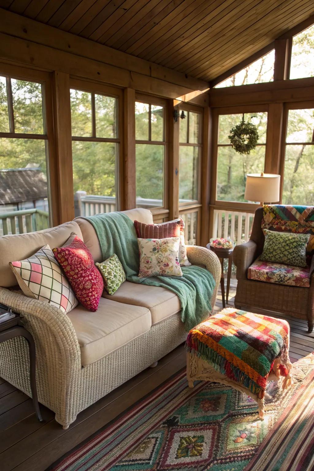 Pillows and throws add color and comfort.