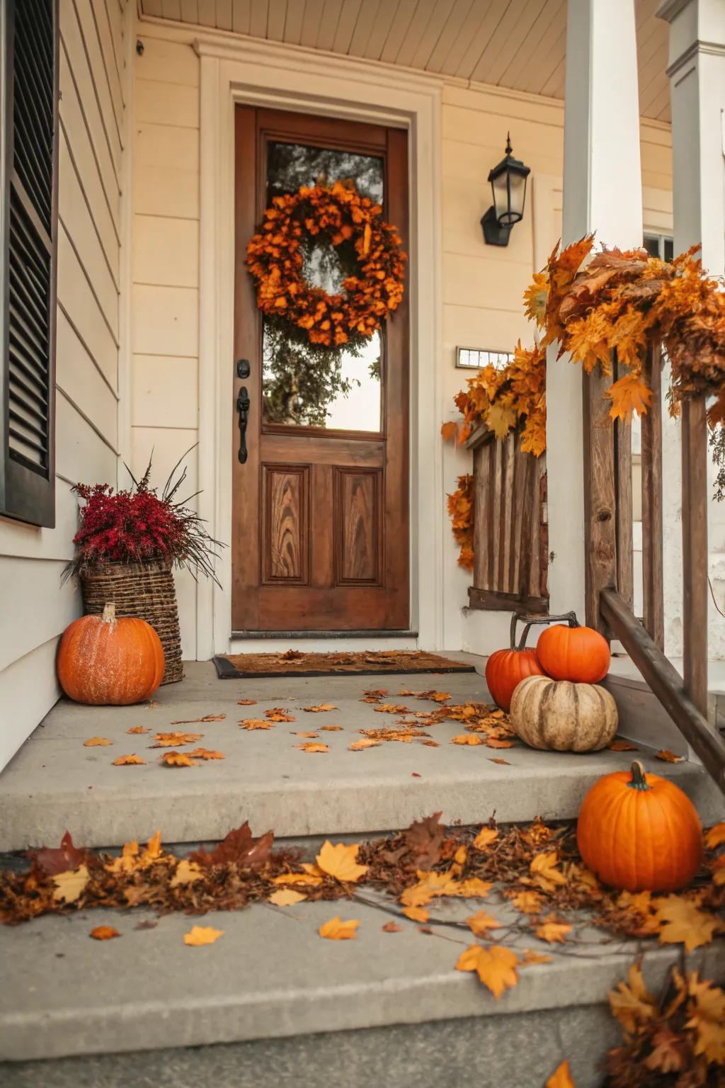 Seasonal touches make the porch festive and inviting