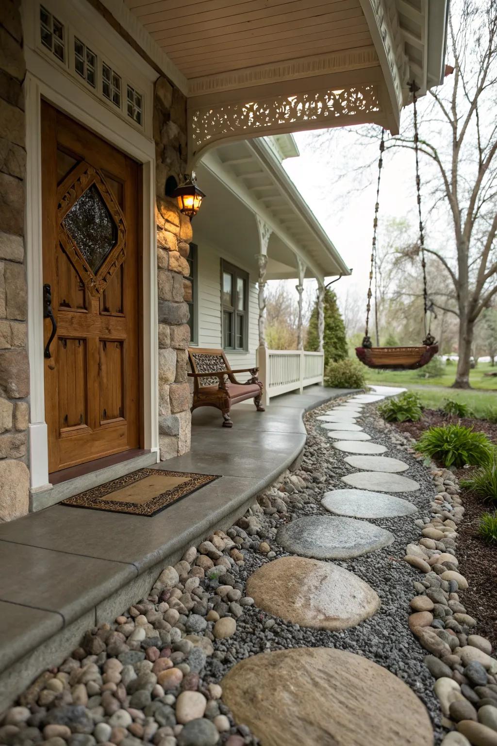 A decorative pathway guides guests with charm.